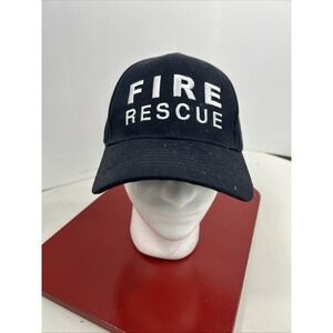 Fire Rescue Firefighter Ball Cap Hat Adj Strap Navy Blue‎ Embroidered